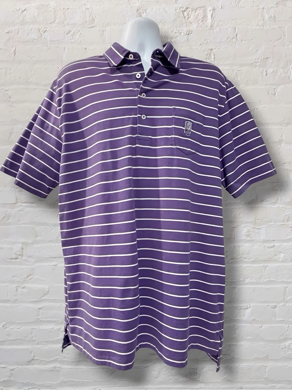 Polo Golf Ralph Lauren Vintage Lisle Polo XL Purple Stripe PVCC Country Clubj
